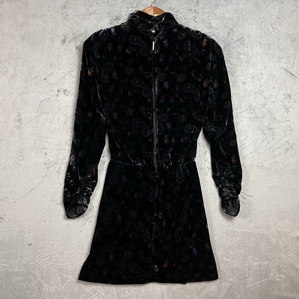 Zara Black Velvet Paisley Mini Dress - Picture 2 of 6